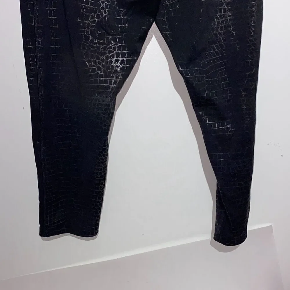 PINK Victoria's Secret Women's Black Snake Print Wide Waistband Leggings Size XL